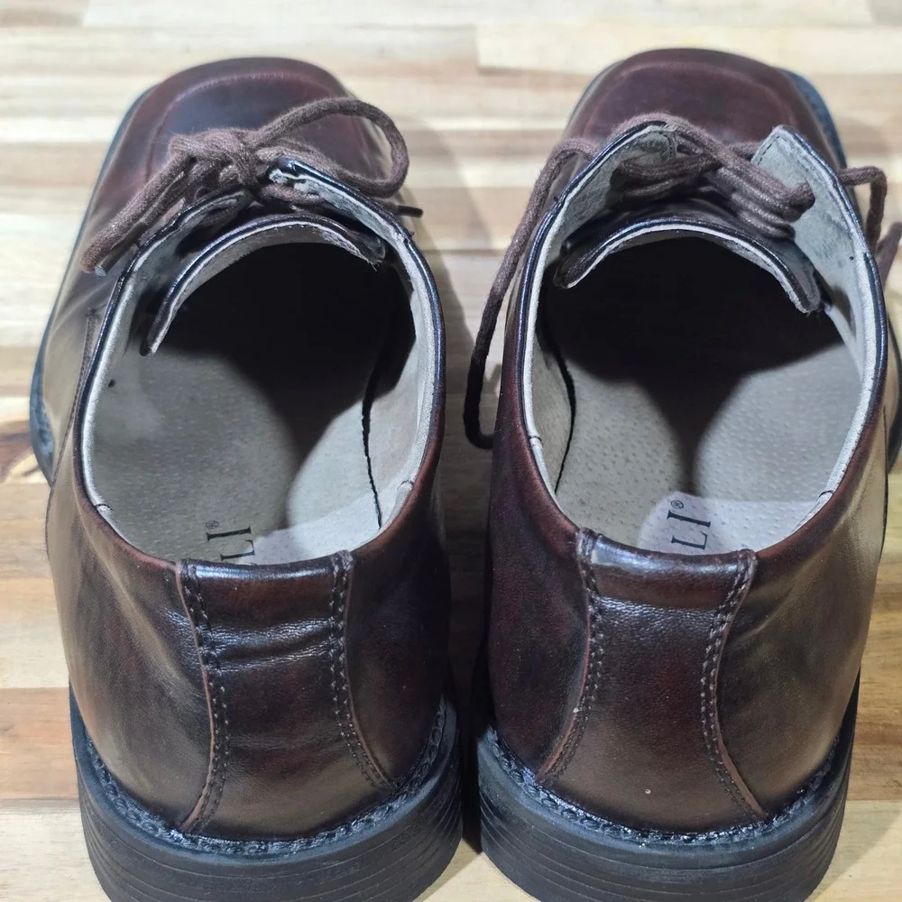 Borelli Martin Men's Dress Shoes‎ 9.5 Brown Leather Square Toe Oxford Derby